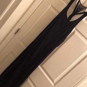 Black maxi dress with black braided straps